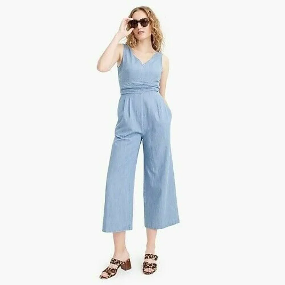 This is THE J Crew Belted Chambray jumpsuit! Size 8, New with Tag - Picture 2 of 8